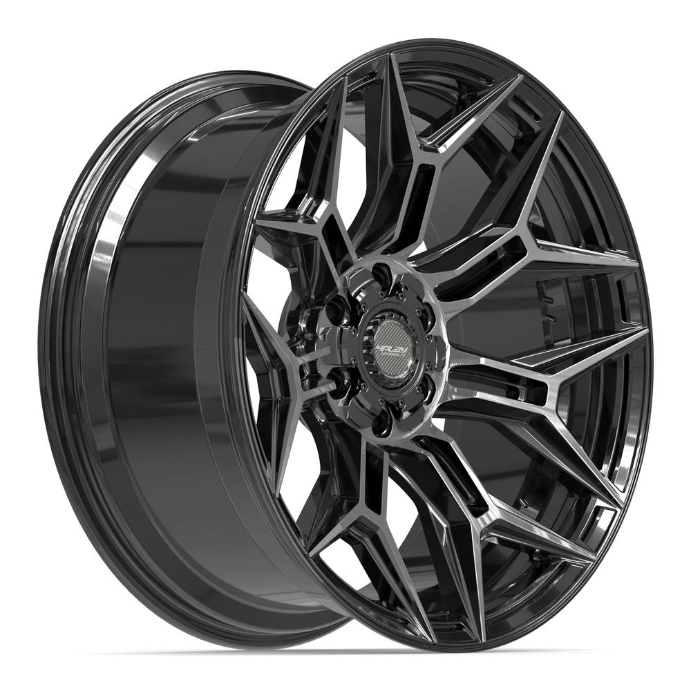 4Play 4P44 Gloss Black Brushed with Tinted Clear 22x10 -18 6x135|6x139.7mm 106.1mm - Wheelwiz