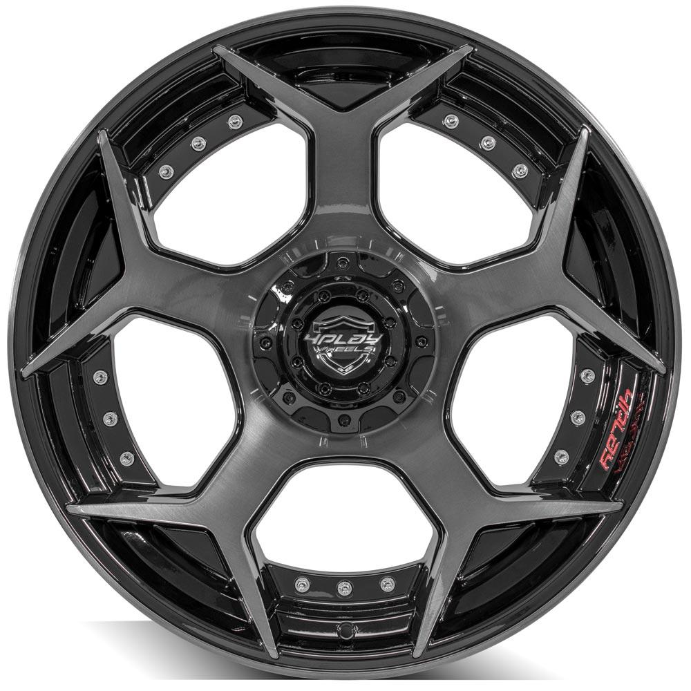 4Play Gen2 4P50 Gloss Black w/ Brushed Face & Tinted Clear 22x10.0 -24 5x127;5x139.7mm 87.1mm