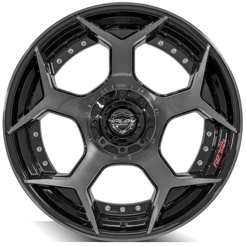 4Play Gen2 4P50 Gloss Black w/ Brushed Face & Tinted Clear 22x10.0 -24 5x127|5x139.7mm 87.1mm