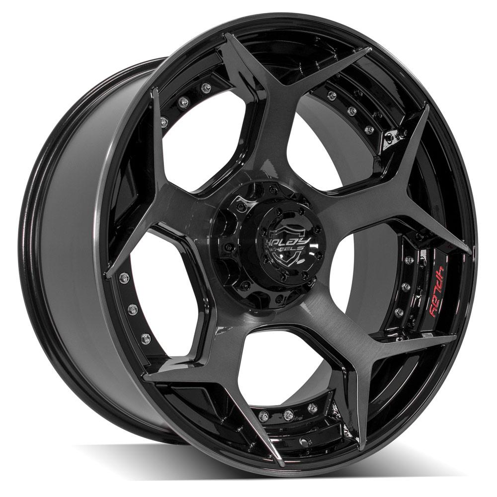 4Play Gen2 4P50 Gloss Black w/ Brushed Face &amp; Tinted Clear 22x10.0 -24 5x127|5x139.7mm 87.1mm