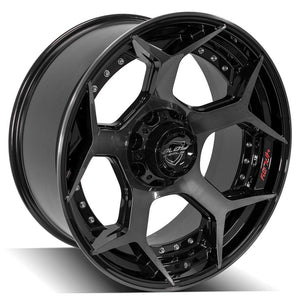 4Play Gen2 4P50 Gloss Black w/ Brushed Face & Tinted Clear 22x10.0 -24 5x127;5x139.7mm 87.1mm