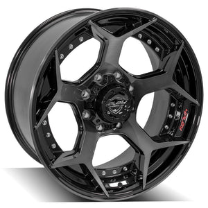 4Play Gen2 4P50 Gloss Black w/ Brushed Face & Tinted Clear 22x10.0 -24 8x180mm 124.1mm