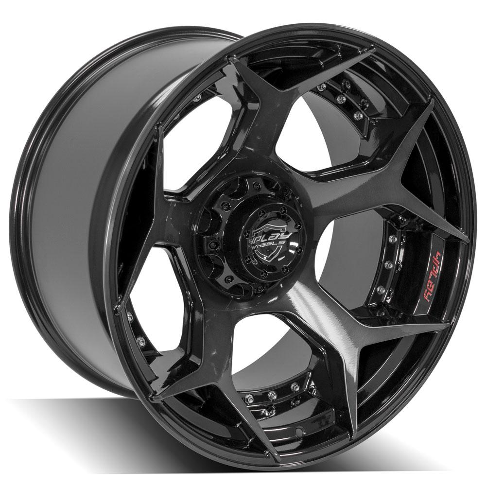 4Play Gen2 4P50 Gloss Black w/ Brushed Face &amp; Tinted Clear 22x12.0 -44 6x139.7|6x135mm 106.1mm