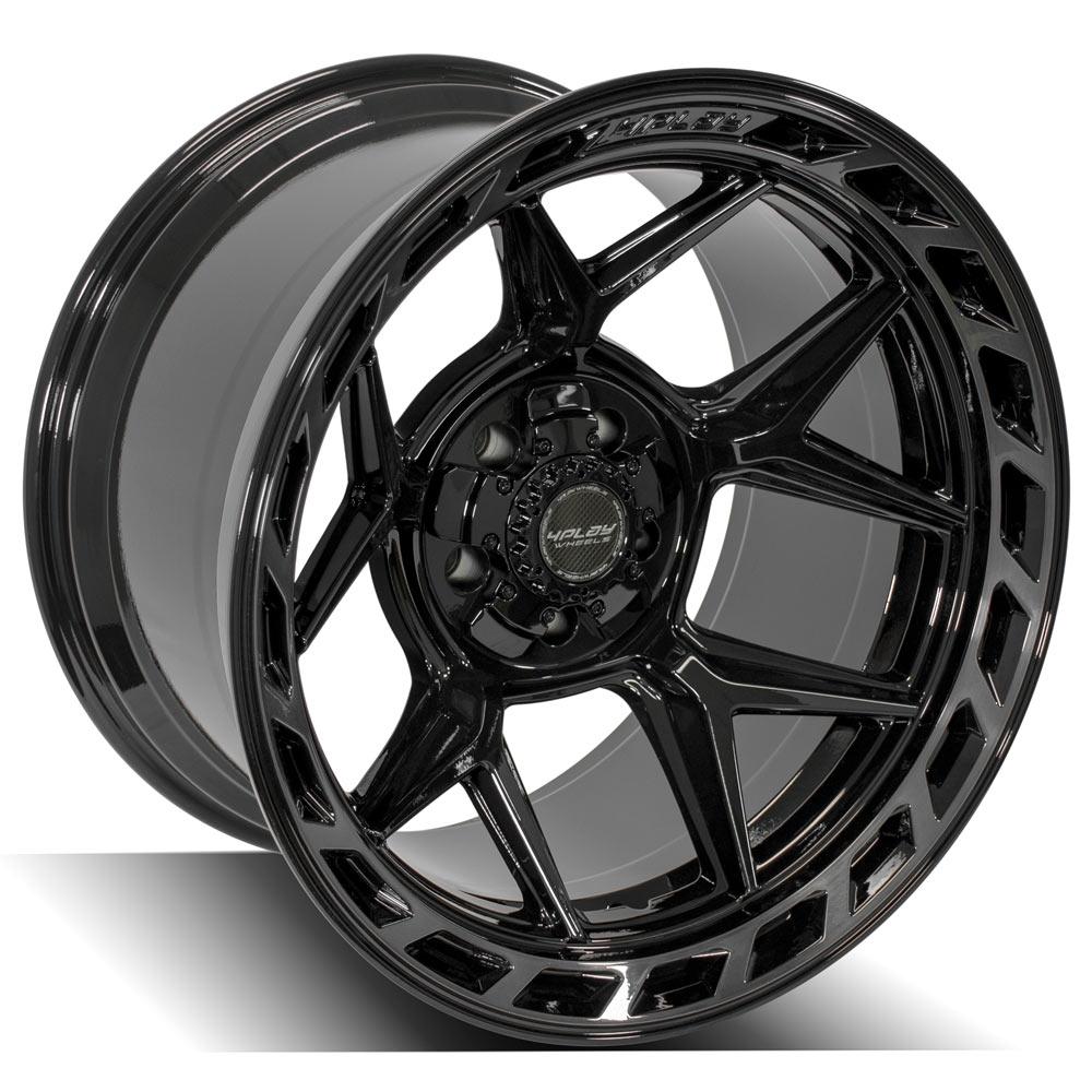 4Play Gen3 4P55 Gloss Black w/ Brushed Face &amp; Tinted Clear 20x12.0 -44 5x127|5x139.7mm 87.1mm - Wheelwiz