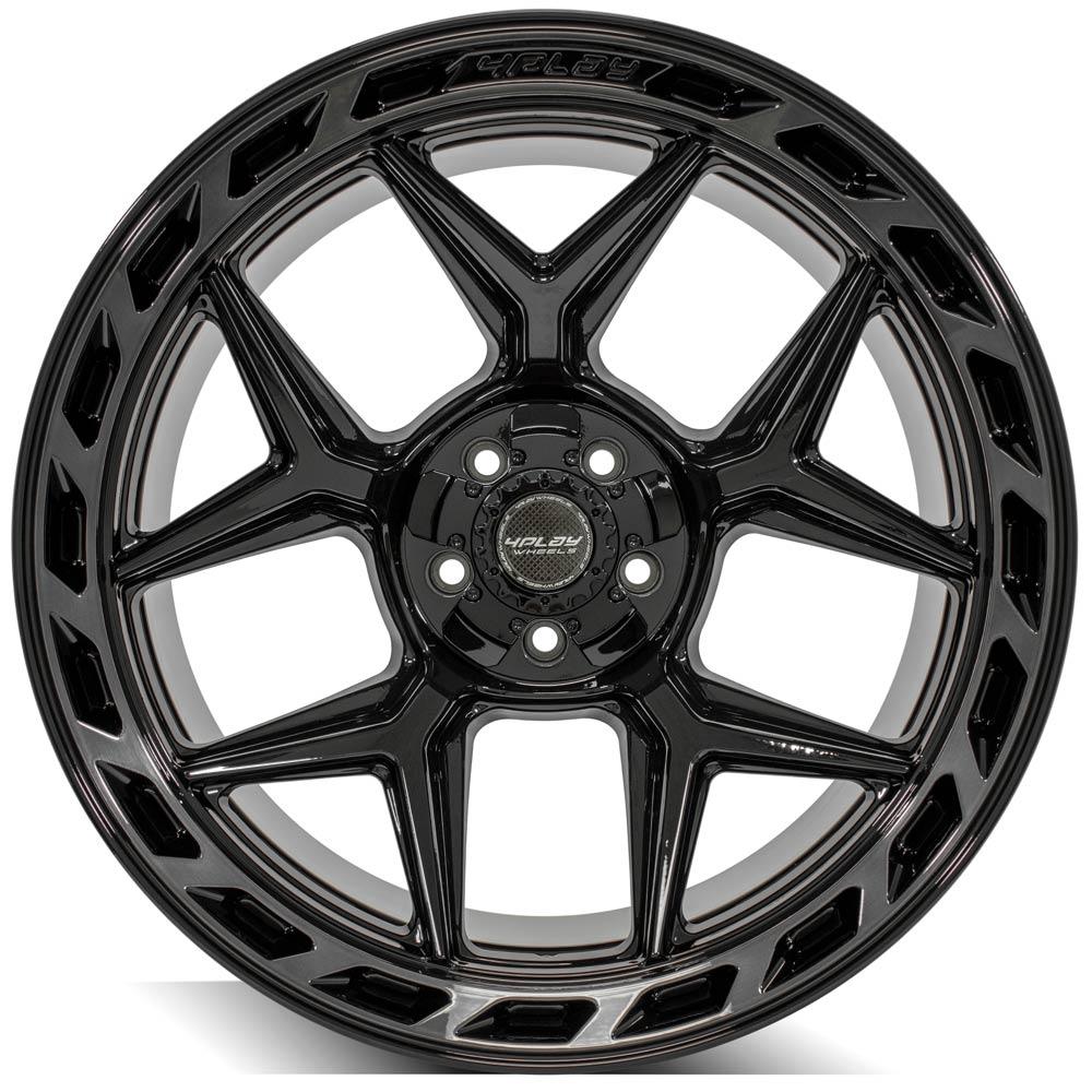 4Play Gen3 4P55 Gloss Black w/ Brushed Face &amp; Tinted Clear 22x12.0 -44 5x127|5x139.7mm 87.1mm - Wheelwiz