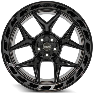 4Play Gen3 4P55 Gloss Black w/ Brushed Face & Tinted Clear 22x12.0 -44 5x127|5x139.7mm 87.1mm