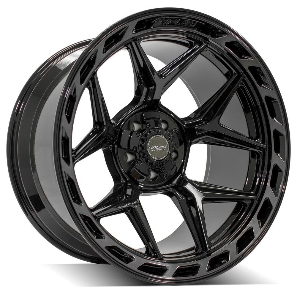 4Play Gen3 4P55 Gloss Black w/ Brushed Face &amp; Tinted Clear 22x12.0 -44 5x127|5x139.7mm 87.1mm - Wheelwiz