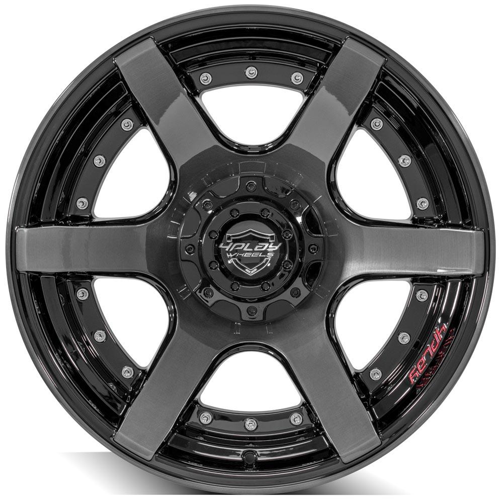 4Play Gen2 4P60 Gloss Black w/ Brushed Face & Tinted Clear 20x10.0 -24 5x127;5x139.7mm 87.1mm
