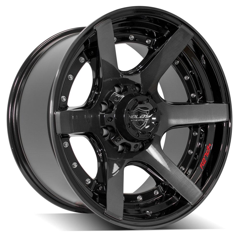 4Play Gen2 4P60 Gloss Black w/ Brushed Face &amp; Tinted Clear 20x10.0 -24 8x180mm 124.1mm