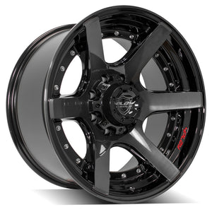 4Play Gen2 4P60 Gloss Black w/ Brushed Face & Tinted Clear 20x10.0 -24 8x180mm 124.1mm