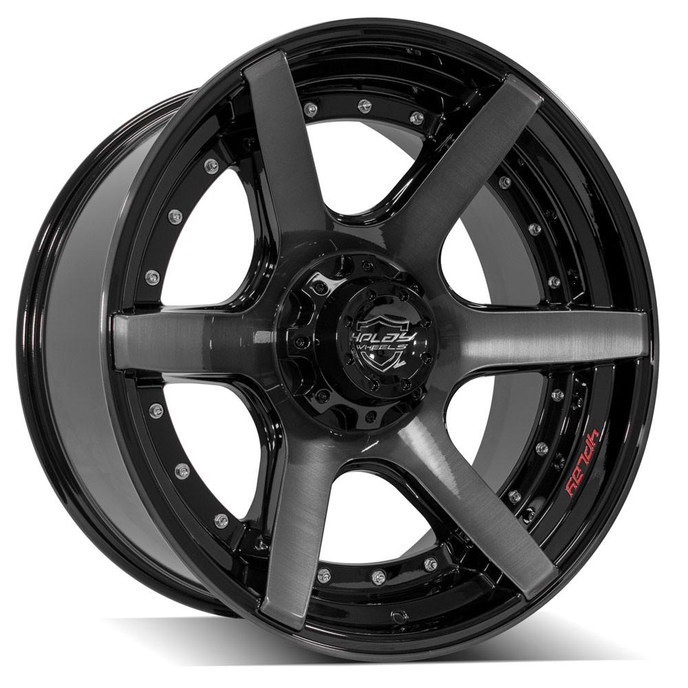 4Play Gen2 4P60 Gloss Black w/ Brushed Face &amp; Tinted Clear 22x10.0 -24 5x127|5x139.7mm 87.1mm