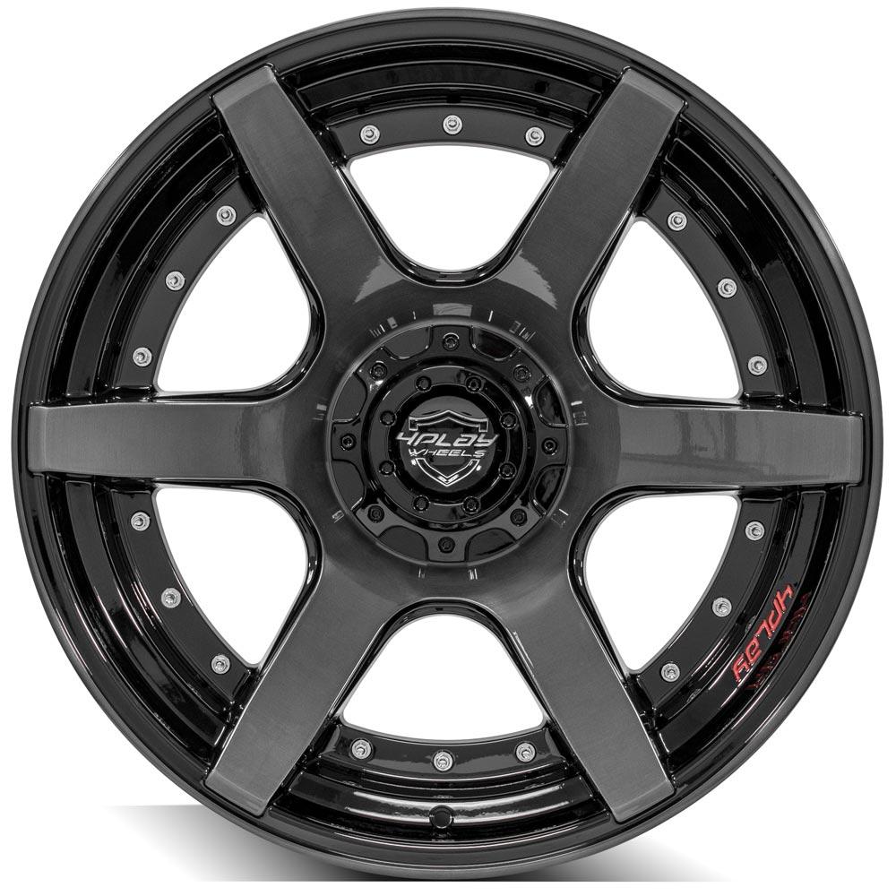 4Play Gen2 4P60 Gloss Black w/ Brushed Face & Tinted Clear 22x10.0 -18 6x135;6x139.7mm 106.1mm