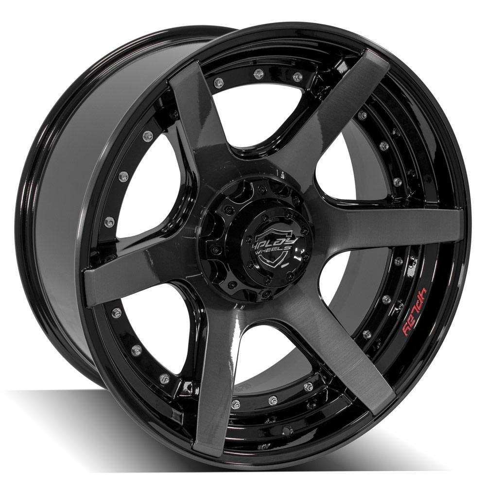 4Play Gen2 4P60 Gloss Black w/ Brushed Face &amp; Tinted Clear 22x10.0 -18 6x135|6x139.7mm 106.1mm