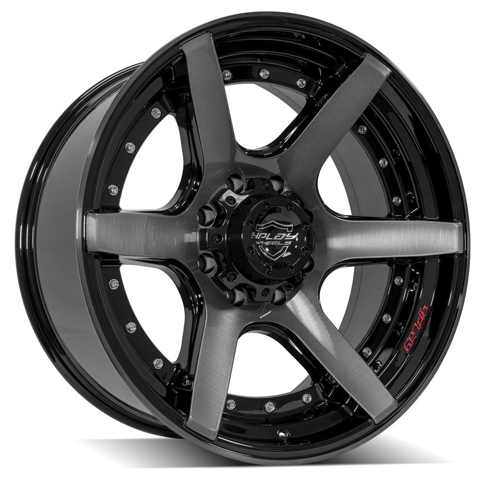 4Play Gen2 4P60 Gloss Black w/ Brushed Face &amp; Tinted Clear 22x10.0 -24 8x180mm 124.1mm