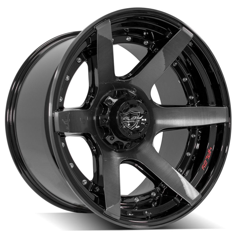 4Play Gen2 4P60 Gloss Black w/ Brushed Face &amp; Tinted Clear 22x12.0 -44 6x139.7|6x135mm 106.1mm