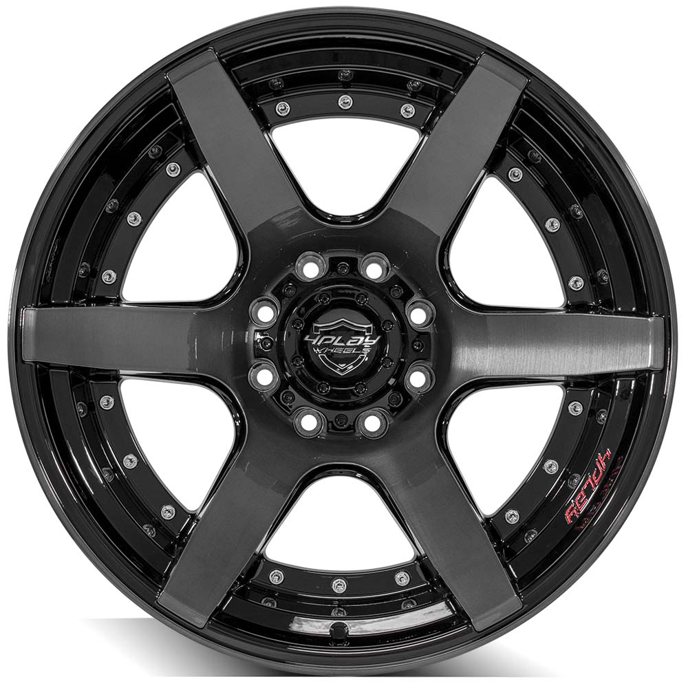 4Play Gen2 4P60 Gloss Black w/ Brushed Face & Tinted Clear 22x12.0 -44 8x170mm 124.9mm