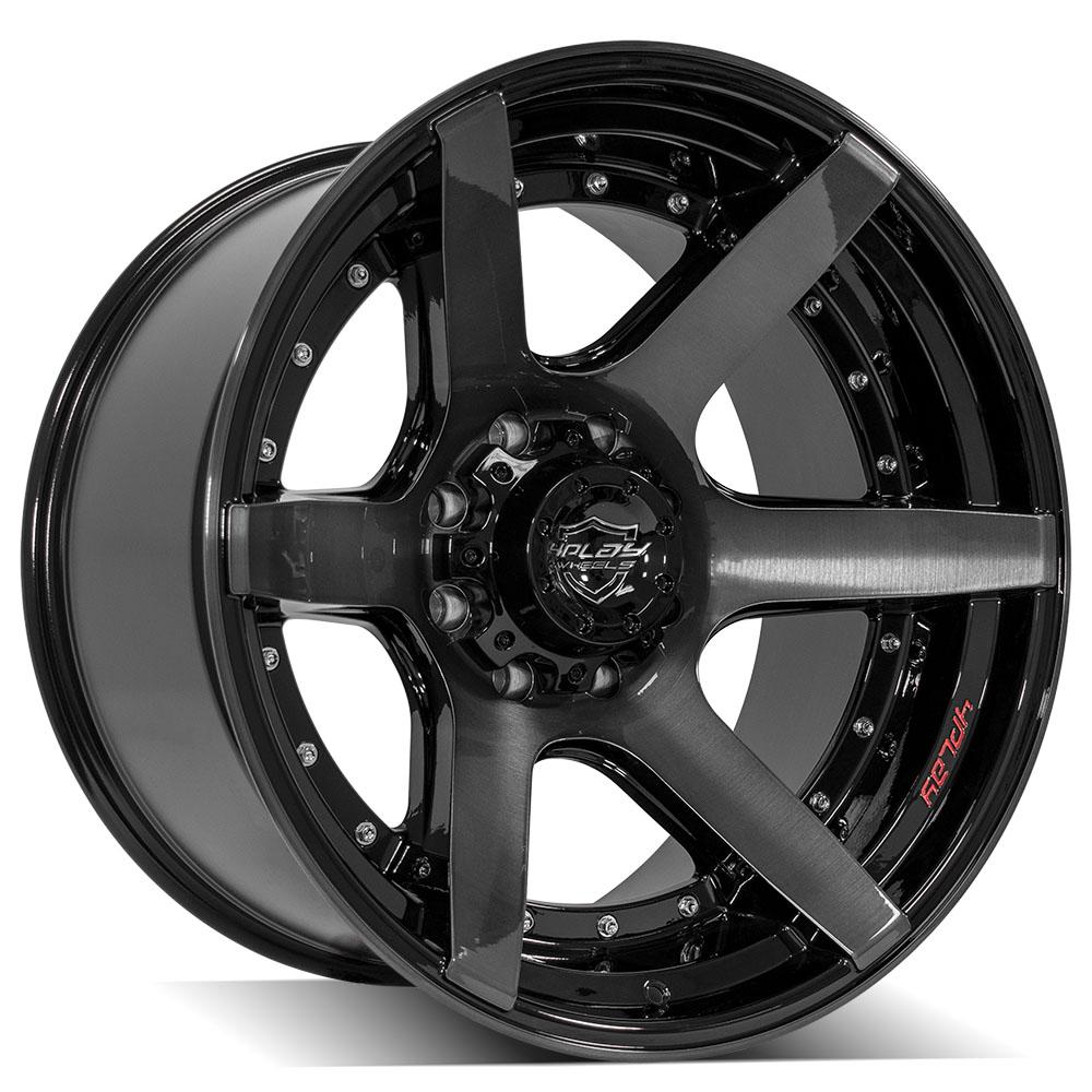 4Play Gen2 4P60 Gloss Black w/ Brushed Face &amp; Tinted Clear 22x12.0 -44 8x180mm 124.1mm