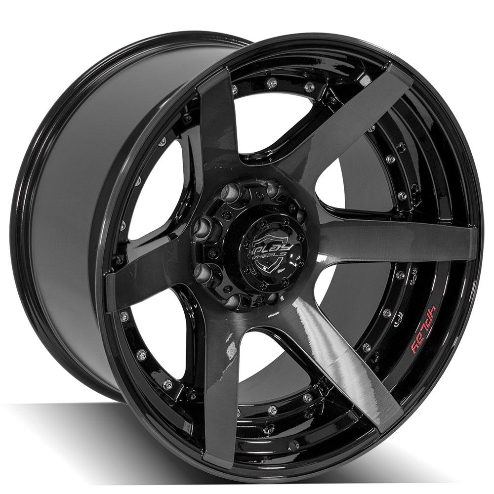 4Play Gen2 4P60 Gloss Black w/ Brushed Face &amp; Tinted Clear 22x12.0 -44 8x180mm 124.1mm