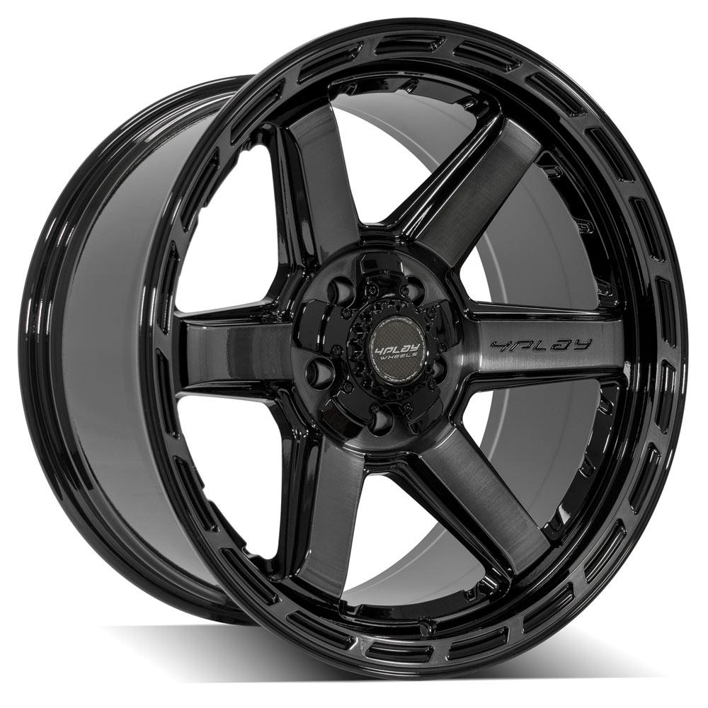 4Play Gen3 4P63 Gloss Black w/ Brushed Face &amp; Tinted Clear 20x10.0 -18 5x127|5x139.7mm 87.1mm - Wheelwiz