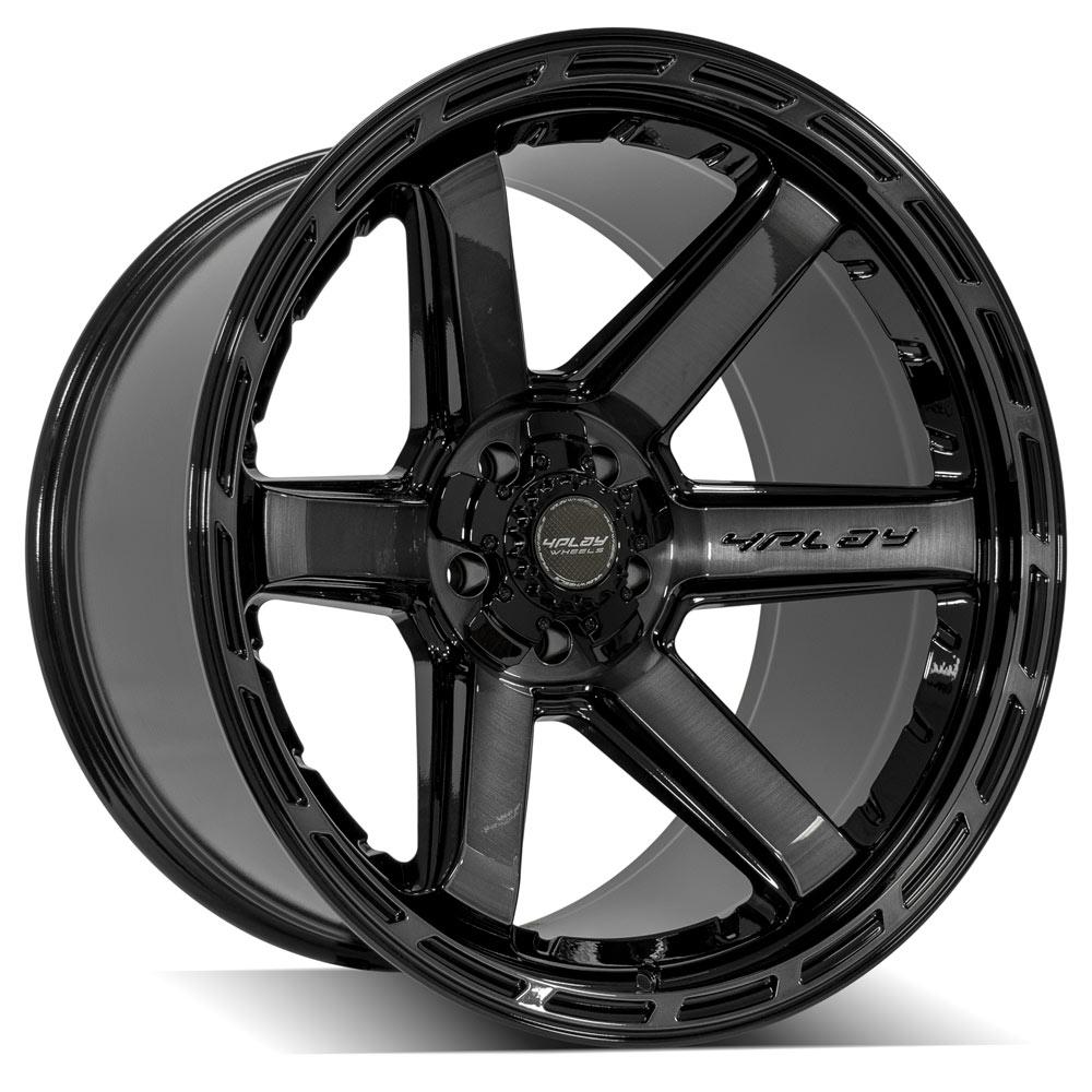 4Play Gen3 4P63 Gloss Black w/ Brushed Face &amp; Tinted Clear 22x12.0 -44 5x127|5x139.7mm 87.1mm - Wheelwiz