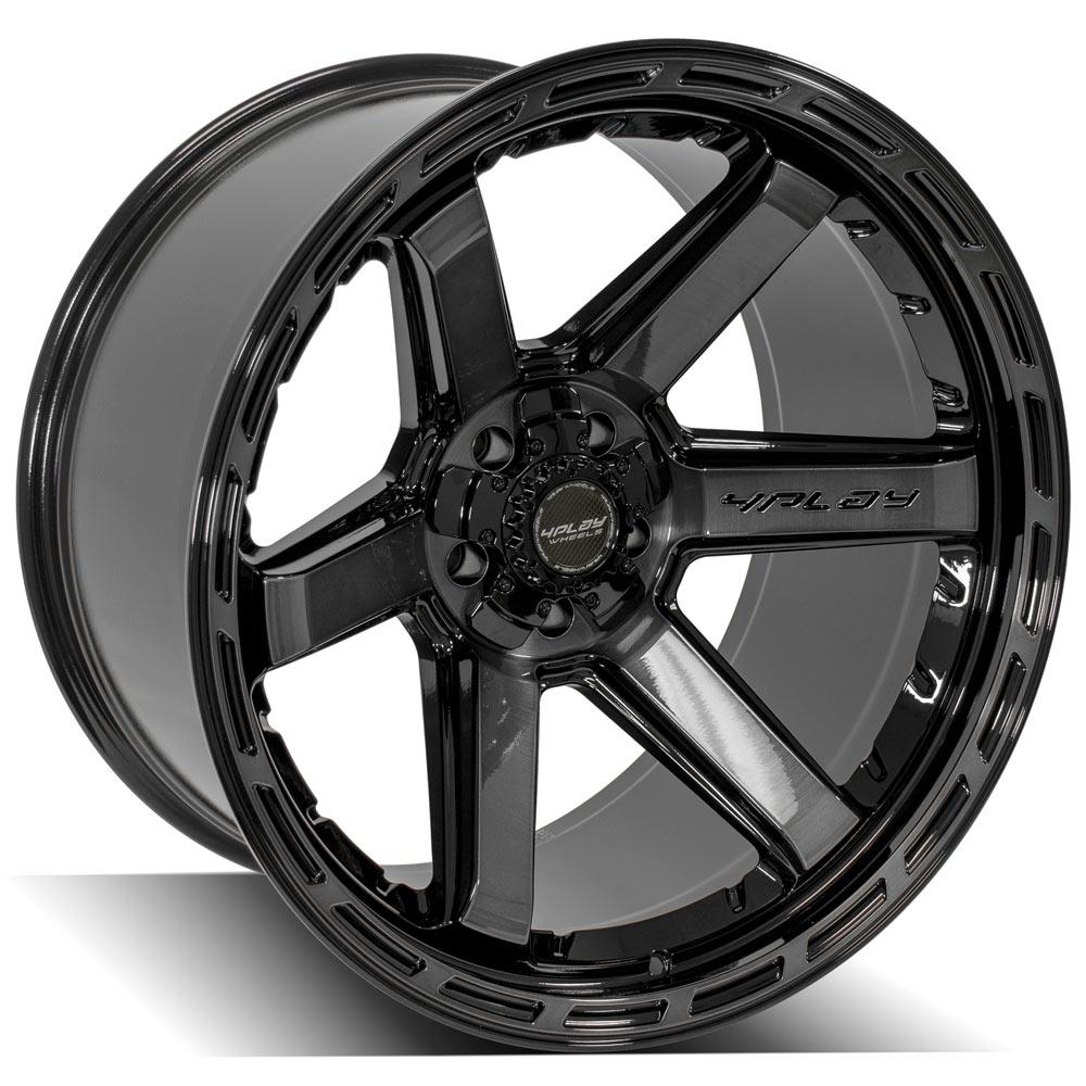 4Play Gen3 4P63 Gloss Black w/ Brushed Face &amp; Tinted Clear 22x12.0 -44 5x127|5x139.7mm 87.1mm - Wheelwiz