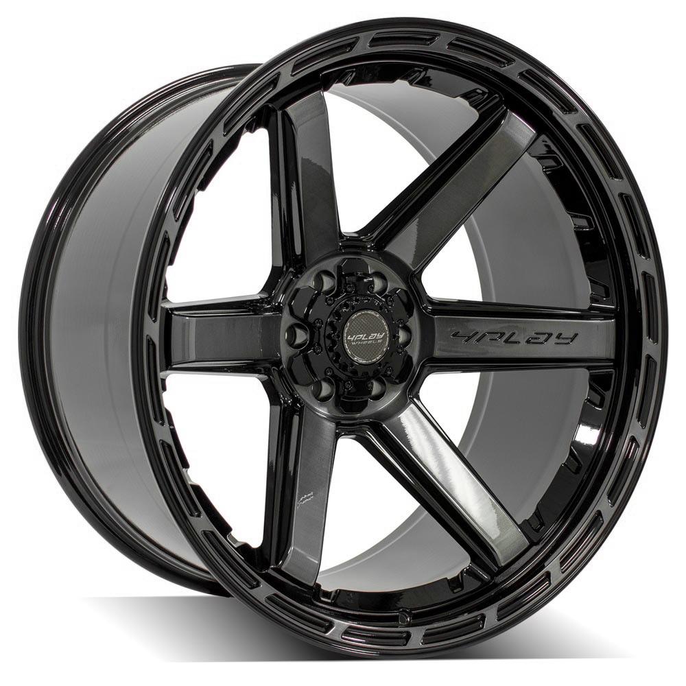 4Play Gen3 4P63 Gloss Black w/ Brushed Face &amp; Tinted Clear 24x12.0 -44 6x139.7|6x135mm 106.1mm - Wheelwiz