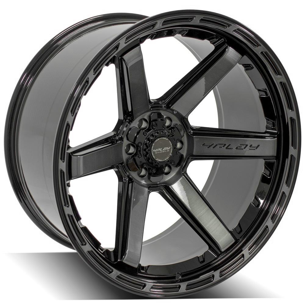 4Play Gen3 4P63 Gloss Black w/ Brushed Face &amp; Tinted Clear 24x12.0 -44 6x139.7|6x135mm 106.1mm - Wheelwiz