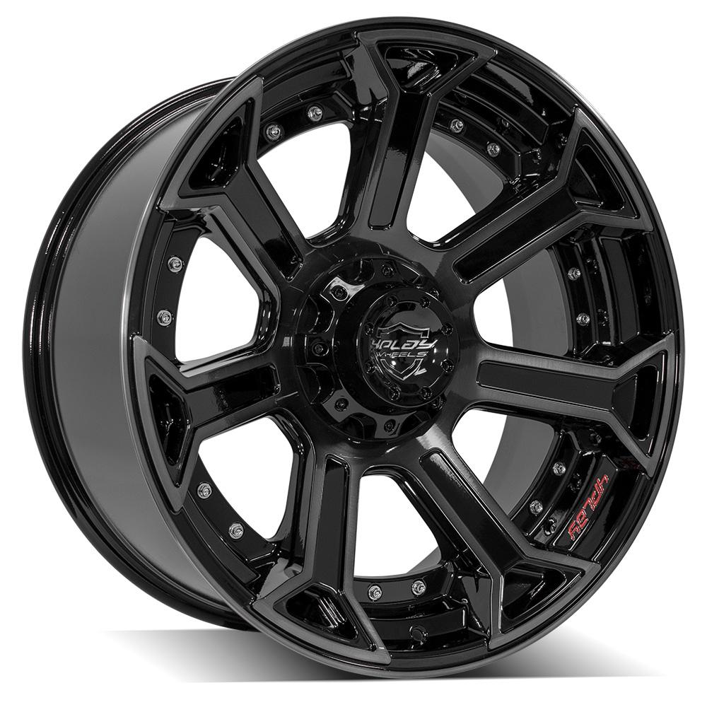 4Play Gen2 4P70 Gloss Black w/ Brushed Face &amp; Tinted Clear 22x10.0 -18 6x139.7|6x135mm 106.1mm