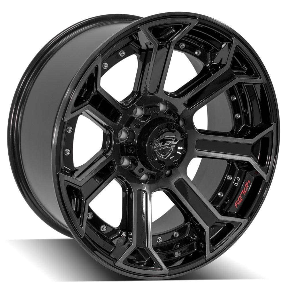 4Play Gen2 4P70 Gloss Black w/ Brushed Face &amp; Tinted Clear 22x10.0 -24 8x180mm 124.1mm
