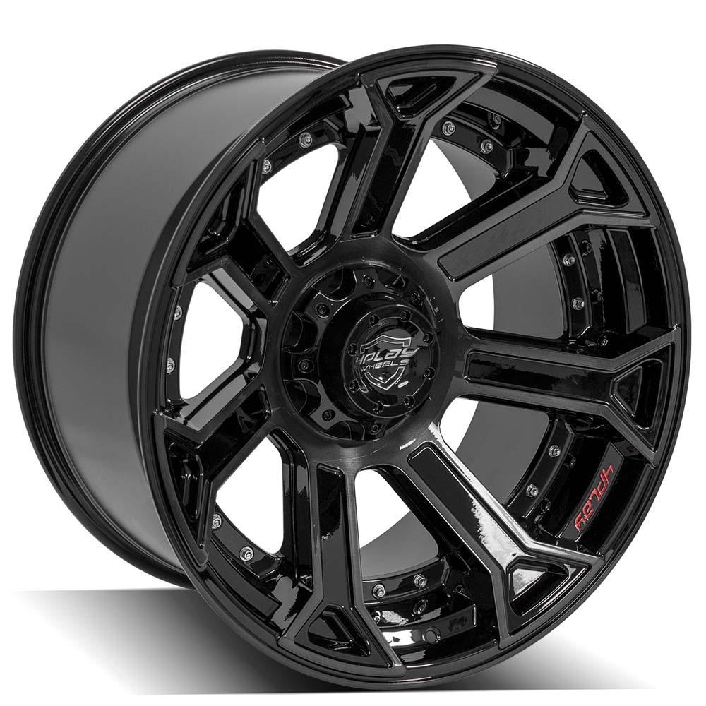 4Play Gen2 4P70 Gloss Black w/ Brushed Face &amp; Tinted Clear 22x12.0 -44 5x127|5x139.7mm 87.1mm