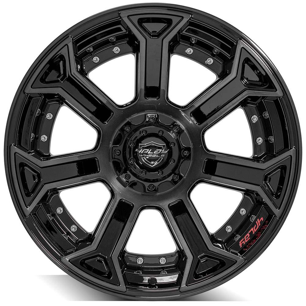 4Play Gen2 4P70 Gloss Black w/ Brushed Face &amp; Tinted Clear 22x12.0 -44 6x139.7|6x135mm 106.1mm