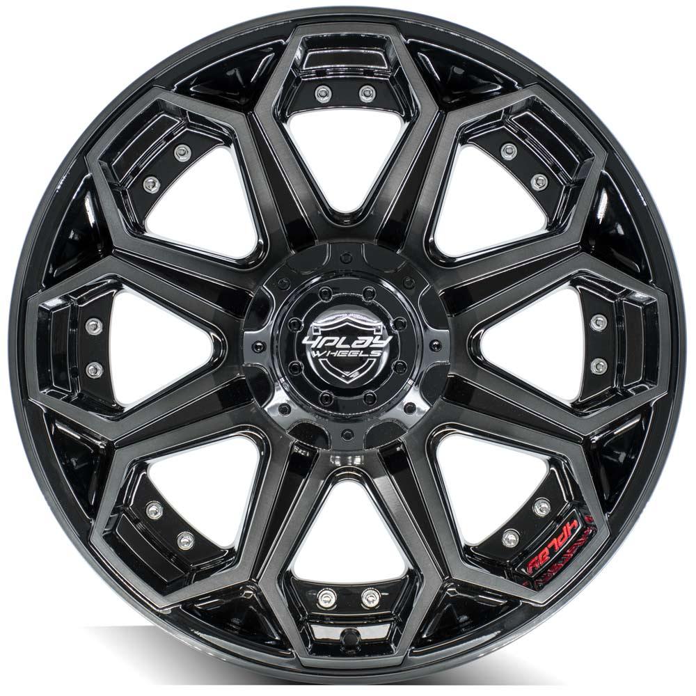 4Play Gen2 4P80R Gloss Black w/ Brushed Face & Tinted Clear 20x9.0 0 5x127;5x139.7mm 87.1mm