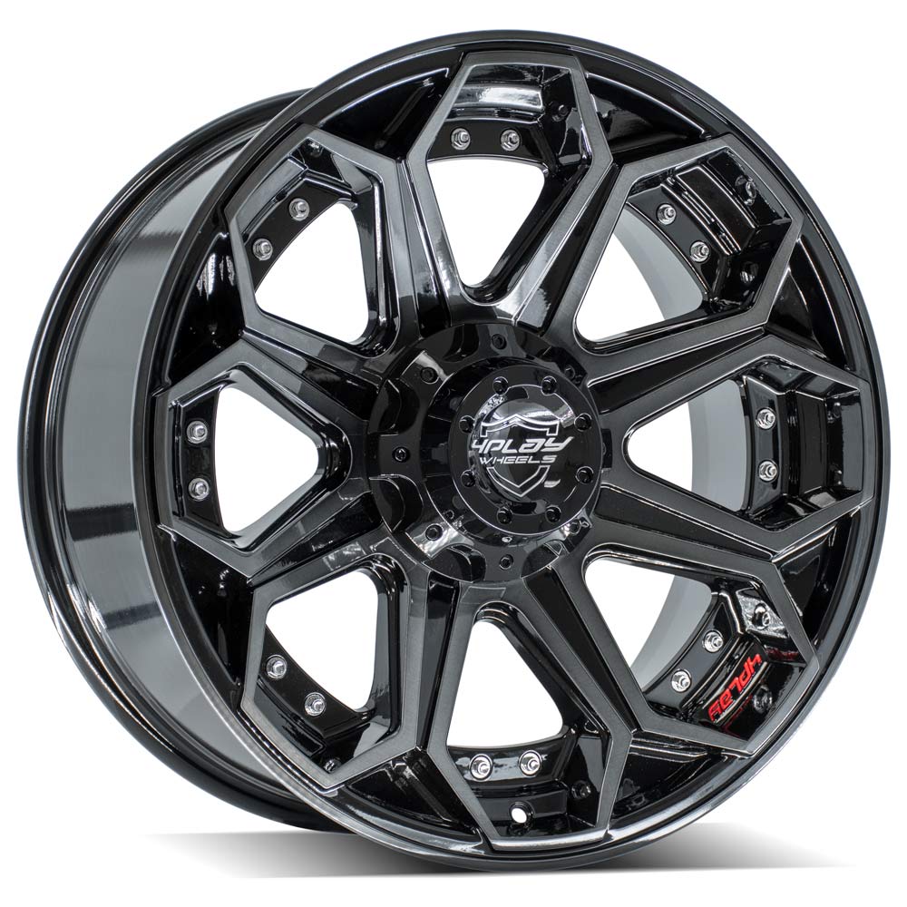 4Play Gen2 4P80R Gloss Black w/ Brushed Face &amp; Tinted Clear 20x9.0 0 6x139.7|6x135mm 106.1mm
