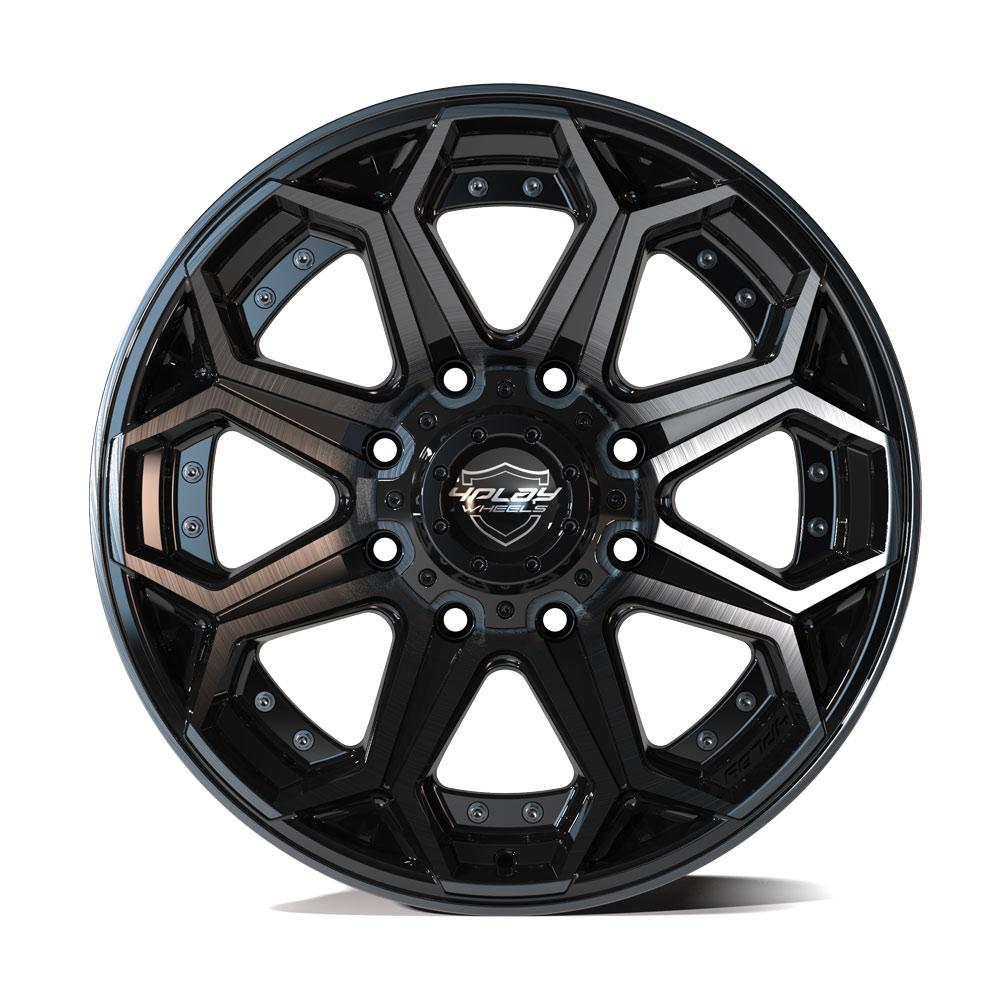 4Play Gen2 4P80R Gloss Black w/ Brushed Face &amp; Tinted Clear 20x9.0 0 8x170mm 124.9mm