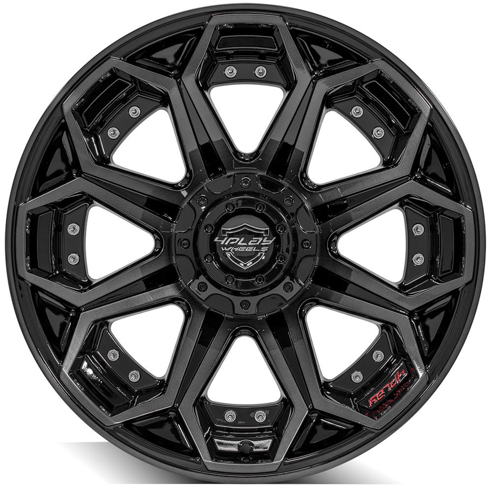 4Play Gen2 4P80R Gloss Black w/ Brushed Face &amp; Tinted Clear 20x10.0 -24 5x127|5x139.7mm 87.1mm