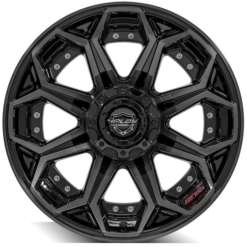 4Play Gen2 4P80R Gloss Black w/ Brushed Face & Tinted Clear 20x10.0 -24 5x127;5x139.7mm 87.1mm