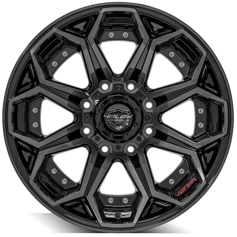 4Play Gen2 4P80R Gloss Black w/ Brushed Face & Tinted Clear 20x10.0 -24 8x180mm 124.1mm