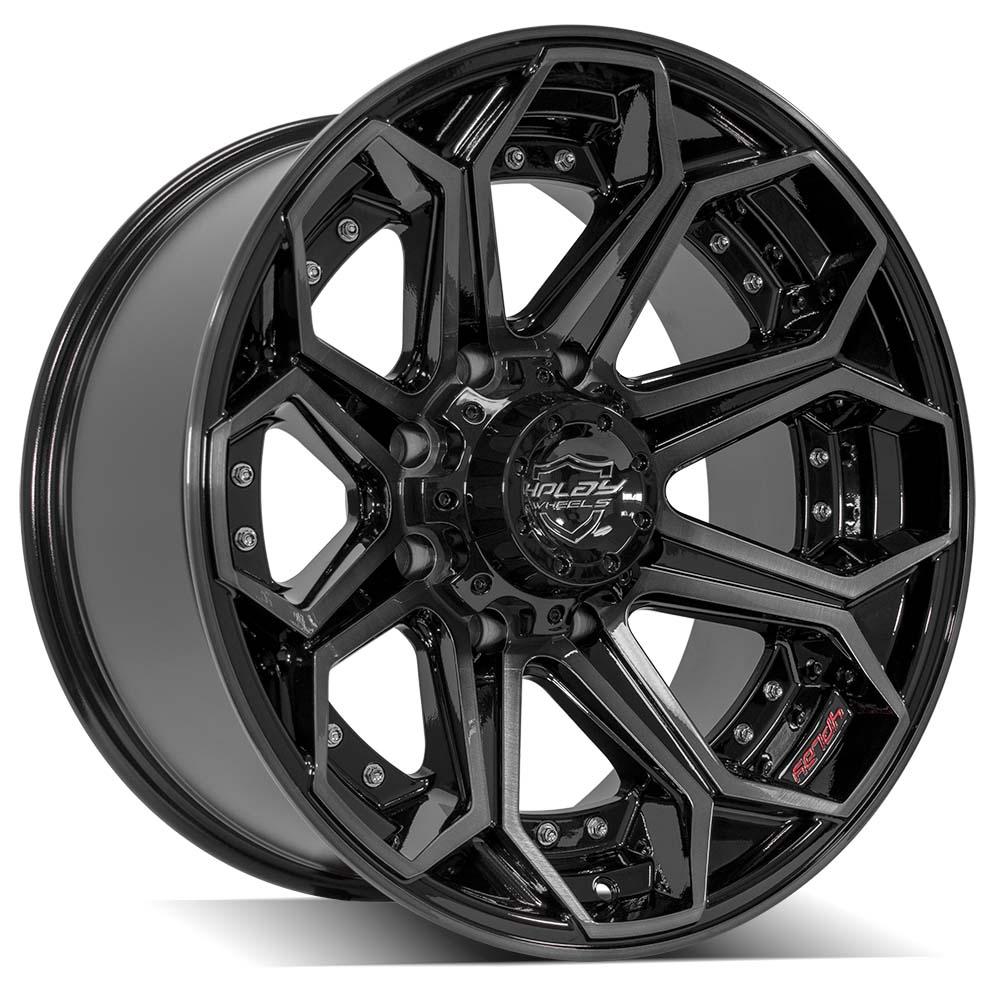 4Play Gen2 4P80R Gloss Black w/ Brushed Face &amp; Tinted Clear 20x10.0 -24 8x165.1mm 124.9mm