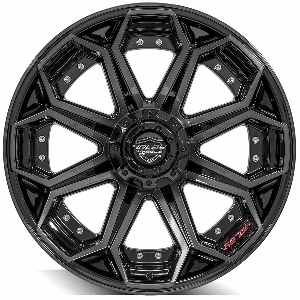 4Play Gen2 4P80R Gloss Black w/ Brushed Face & Tinted Clear 22x10.0 -24 5x127|5x139.7mm 87.1mm