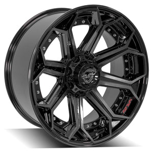 4Play Gen2 4P80R Gloss Black w/ Brushed Face & Tinted Clear 22x10.0 -24 5x127|5x139.7mm 87.1mm