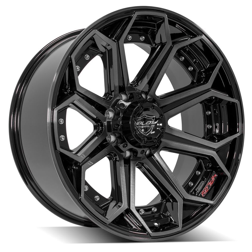 4Play Gen2 4P80R Gloss Black w/ Brushed Face &amp; Tinted Clear 22x10.0 -24 8x180mm 124.1mm