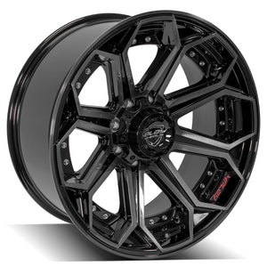 4Play Gen2 4P80R Gloss Black w/ Brushed Face & Tinted Clear 22x10.0 -24 8x180mm 124.1mm