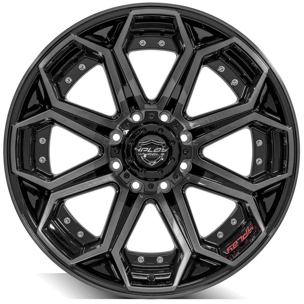 4Play Gen2 4P80R Gloss Black w/ Brushed Face &amp; Tinted Clear 22x10.0 -24 8x165.1mm 124.9mm