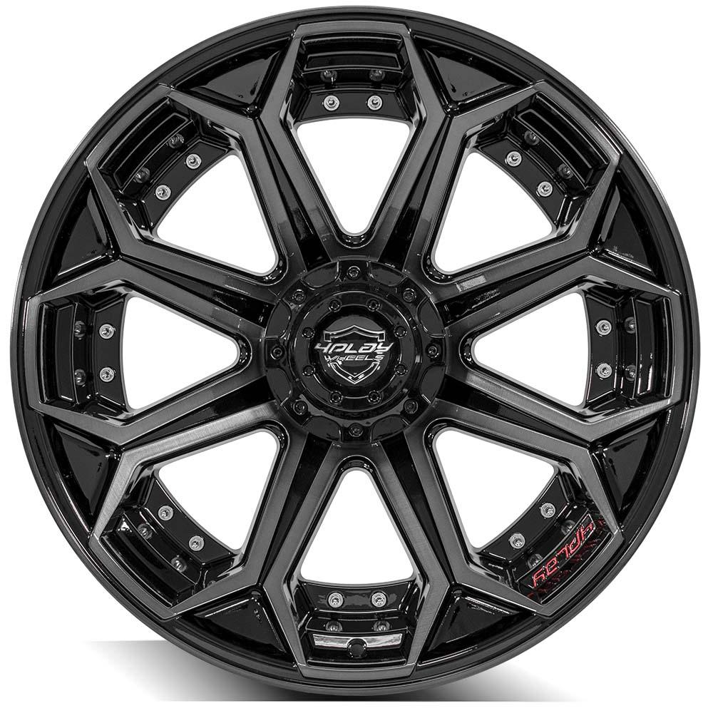 4Play Gen2 4P80R Gloss Black w/ Brushed Face & Tinted Clear 22x12.0 -44 5x127;5x139.7mm 87.1mm