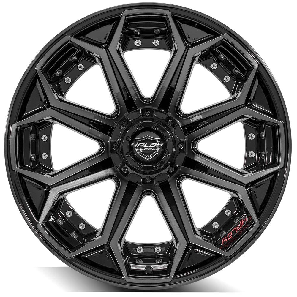 4Play Gen2 4P80R Gloss Black w/ Brushed Face & Tinted Clear 22x12.0 -44 5x127|5x139.7mm 87.1mm