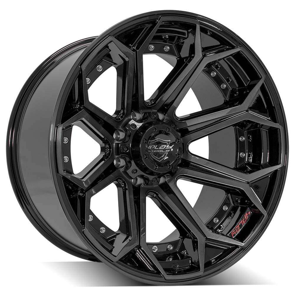 4Play Gen2 4P80R Gloss Black w/ Brushed Face &amp; Tinted Clear 22x12.0 -44 8x180mm 124.1mm