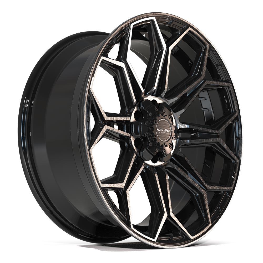4Play Gen3 4P83 Gloss Black w/ Brushed Face &amp; Tinted Clear 22x9.0 +12 6x139.7|6x135mm 106.1mm