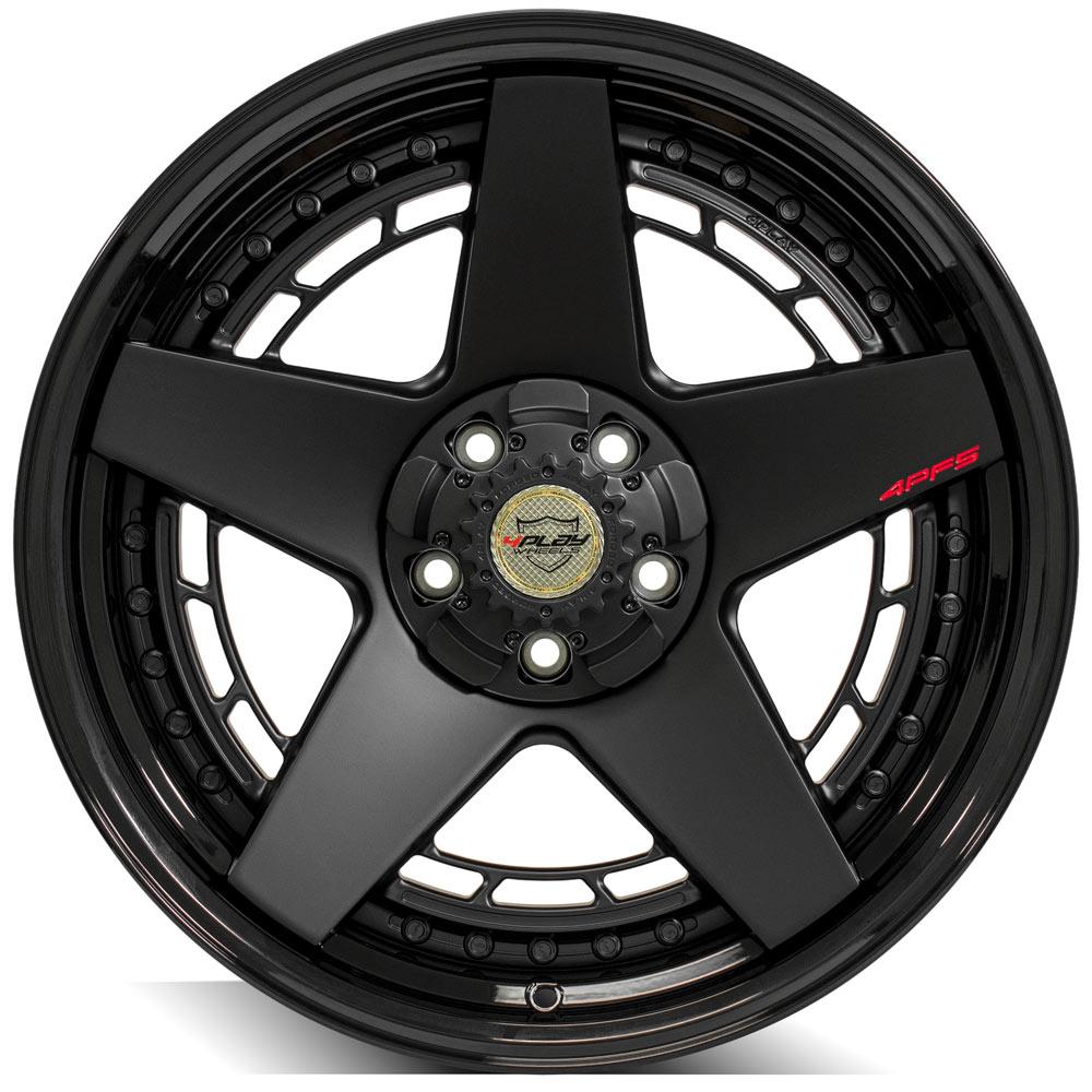 4Play Forged Series 4PF5 Matte Black Center w/ Gloss Black Barrel 20x9.0 0 5x150mm 110.1mm