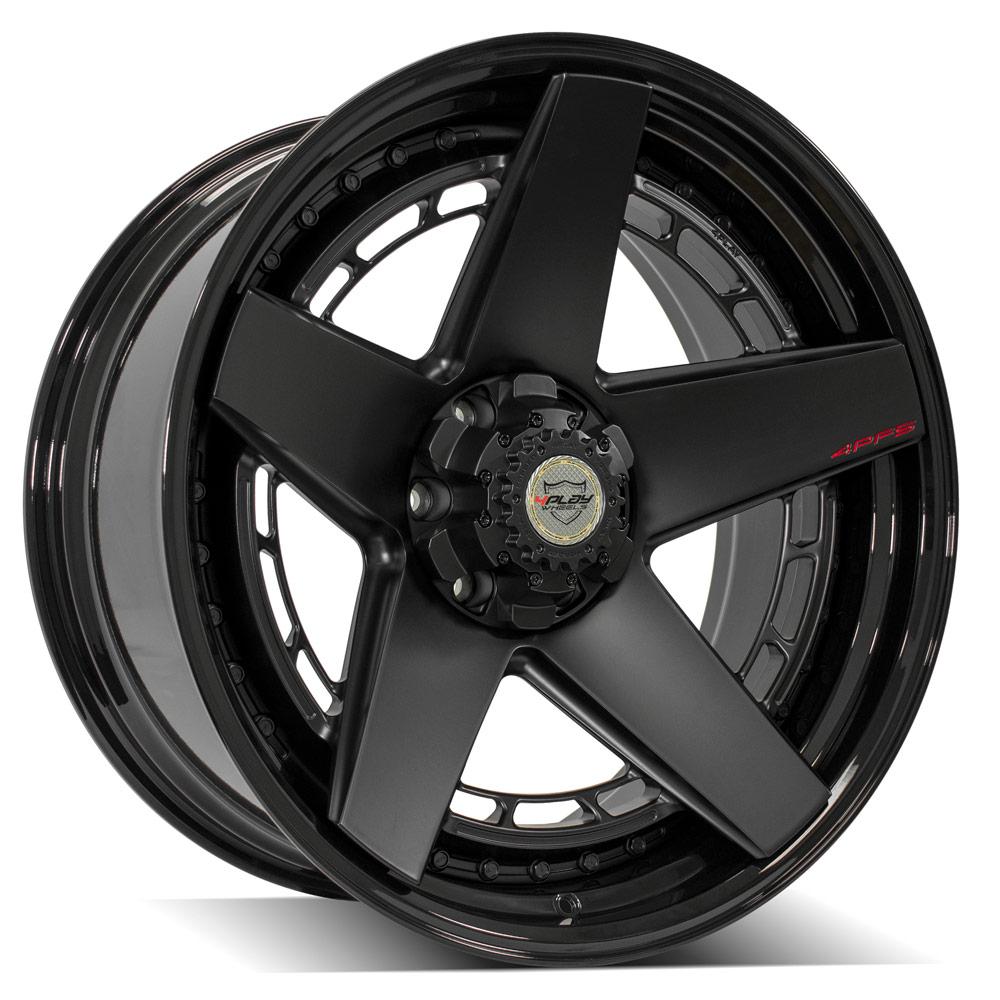 4Play Forged Series 4PF5 Matte Black Center w/ Gloss Black Barrel 22x10.0 -18 6x135|6x139.7mm 106.1mm