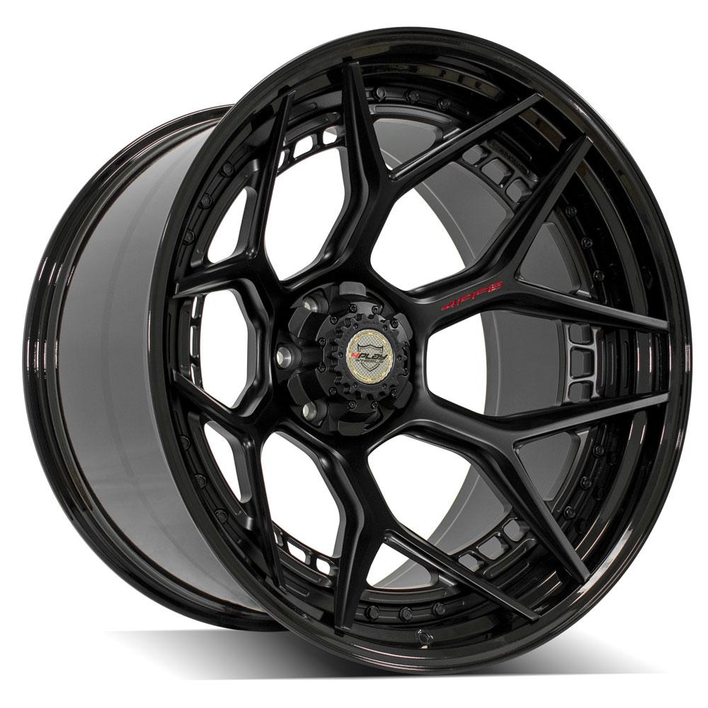 4Play Forged Series 4PF6 Matte Black Center w/ Gloss Black Barrel 24x14.0 -76 6x135|6x139.7mm 106.1mm